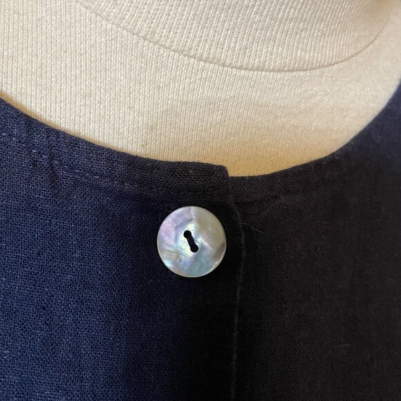 Coldwater Creek Womens Navy Blue Linen & Rayon Blend Button-Front Tunic Top PM - Picture 2 of 6